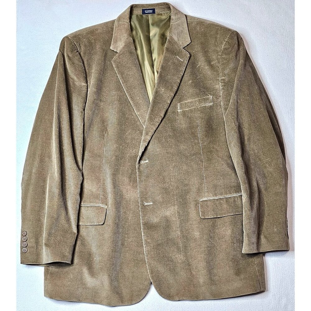 Mens Saddlebred Tan Corduroy Blazer Jacket 50R 100% Cotton Shell Button Closure